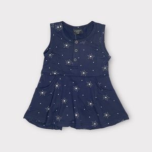 Little Bipsy White Star Pattern Blue Sleeveless Twirl Dress